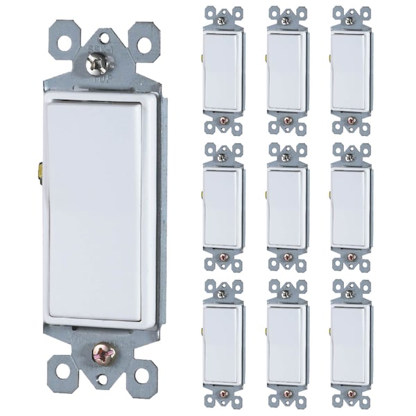 Faith Single-Pole Decorator Rocker Light Switch, 15A 120/277V